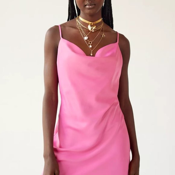 Urban Outfitters Dresses & Skirts - Urban Outfitters Mallory Cinder Rose Cowl Neck Satin Slip Dress NWT